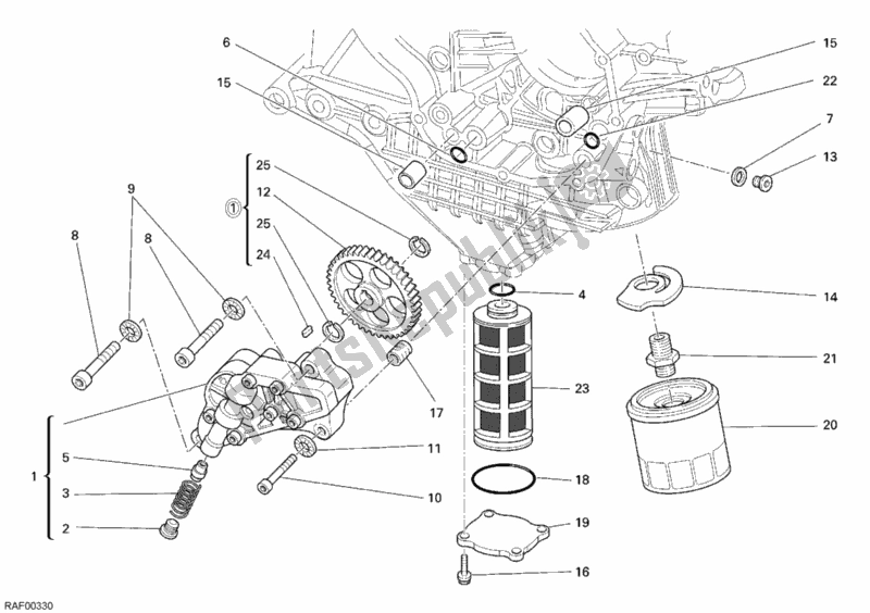 Alle onderdelen voor de Oliepomp - Filter van de Ducati Superbike 1098 R USA 2009